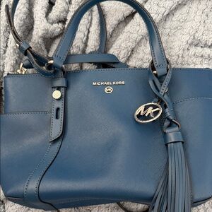 Michael Kors Blue Satchel with Tassel
